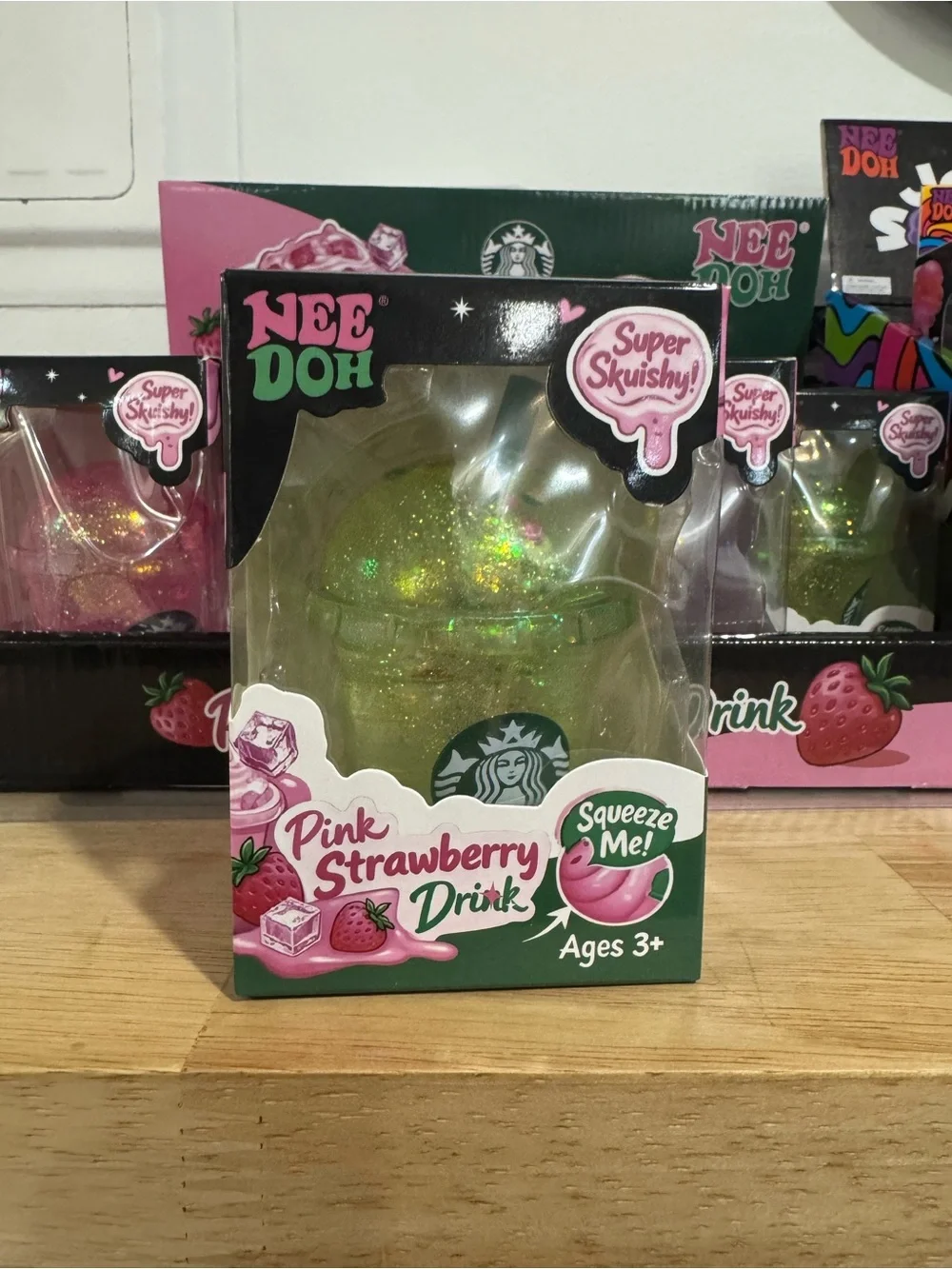 Starbucks Needoh  Pink Drink Viral squishy - -Purple, Pink, Blue /Glitter